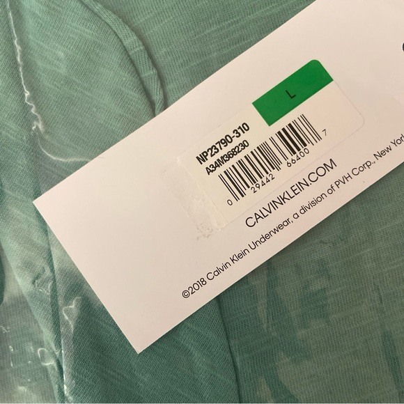 Calvin Klein Men’s Slub Jersey Logo Sleepwear Tee Beryl Green T-Shirt - Picture 15 of 15
